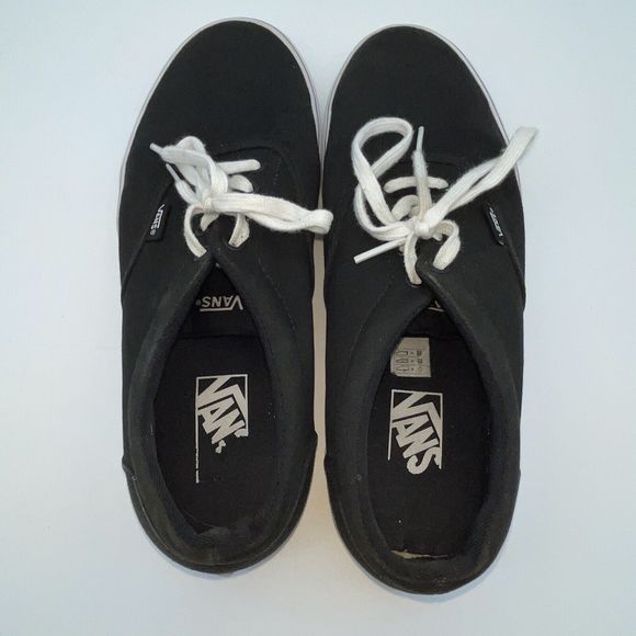 Vans Lace Up Shoes Skate Black Low Top Canvas Women’s Size 10 721356 - Picture 4 of 6